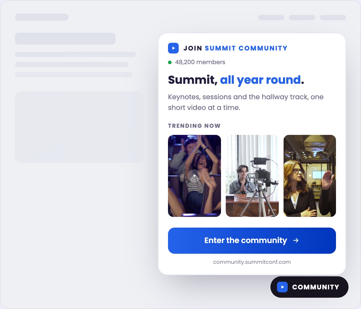 The recruitment feed open on the event site