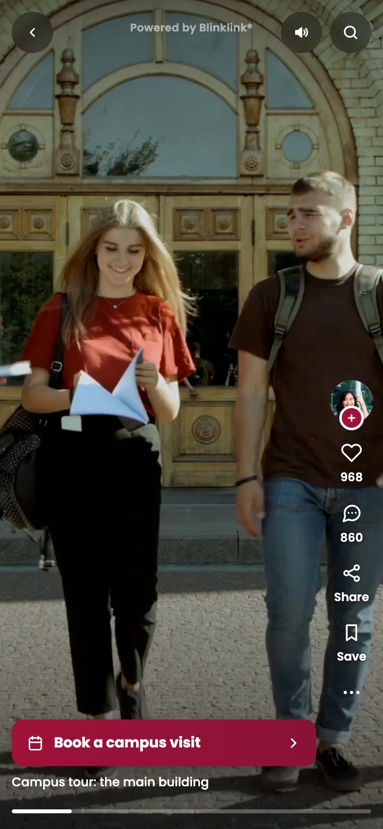 A student story playing on a phone with one call to action